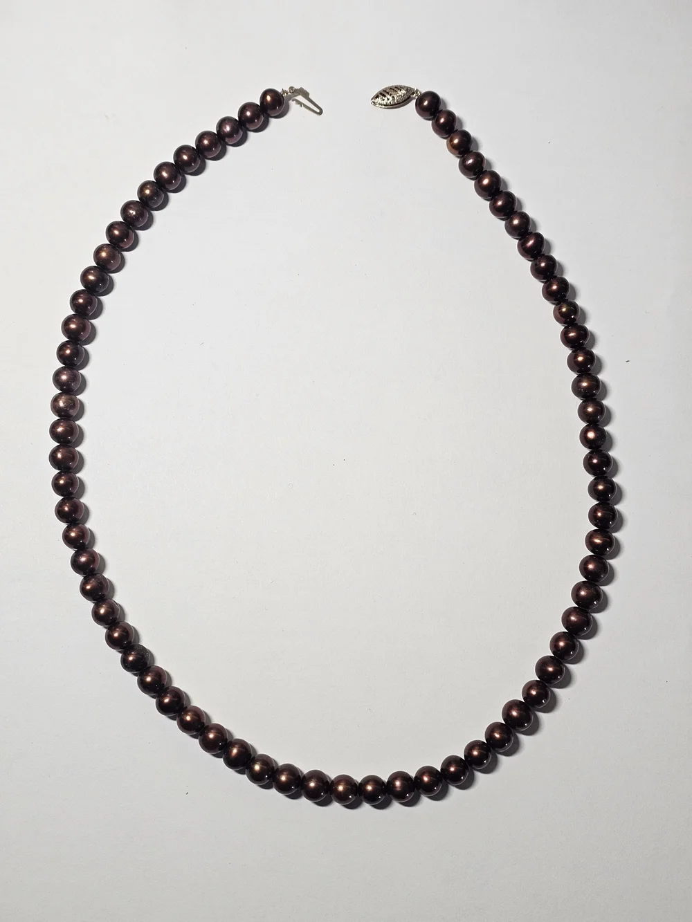 10k Gold Brown Pearl Bead Necklace - 17¾in Length